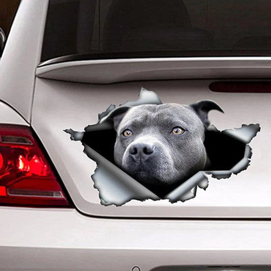 Blue Pitbull Reflective Car Sticker - Waterproof Decal, 13cm x 7.8cm